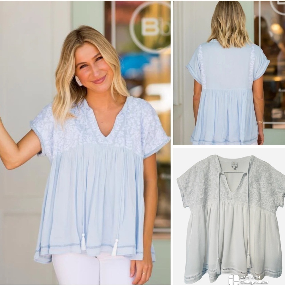 NWOT J. Marie Dani embroidered top in white